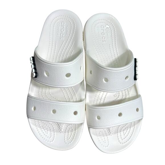 Crocs Classic 206761 Two Strap Sandals Waterproof Slides White Mens 8 Womens 10 - Picture 5 of 7